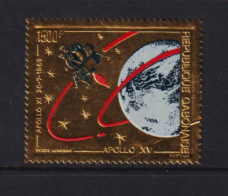 加蓬 - #C119 - 金箔登月邮票,猫。 25.00 美元 — 第 1/1 张图片