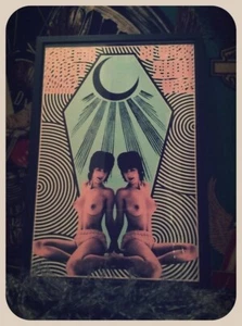 DO WHAT THOU WILT psychedelic moon mod print poster goth aesthetics mid century - Picture 1 of 2