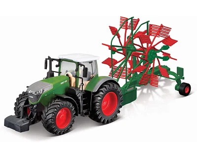 Bburago 18-31665 - Tracteur Fendt 1050 Vario Avec Faneuse (10cm) Tracteur Modèle - Photo 1/2