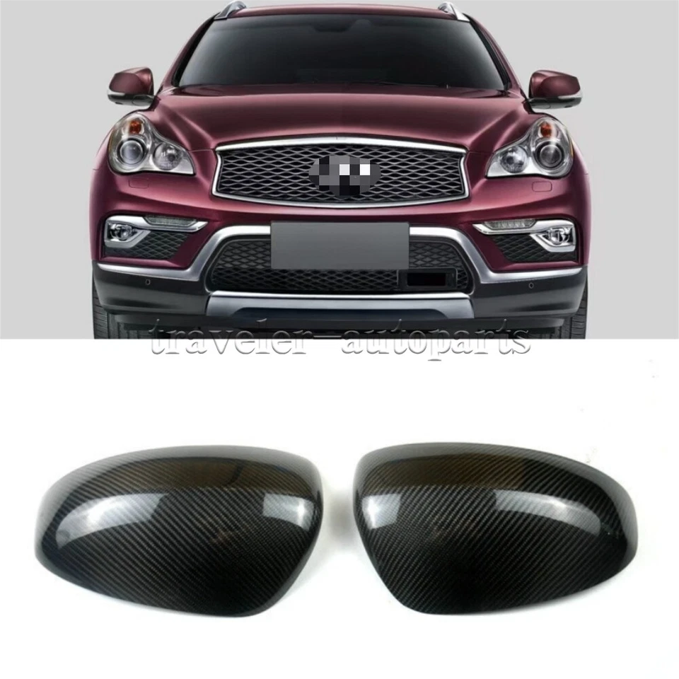 Real Carbon Fiber Side Mirror Cover Cap Add On For INFINITI QX50 QX70 2014-2017 - Изображение 1 из 4