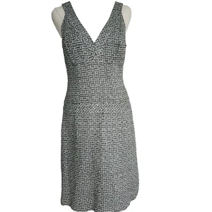 Moss & Spy Dress Womens Size 10 Black White Silver Knee Length Lined AUS Made - Picture 1 of 10