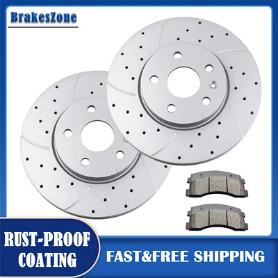 Front Brake Rotors and Pads for Chevrolet Malibu Impala Drilled Slotted Brakes - Image 1 of 4