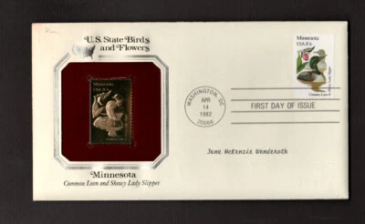 Postal Cover -U.S. - First Day - State Birds & Flowers - Gold Replica 1982 - Image 1 of 2