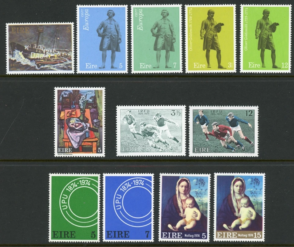 Ирландия 1974 год комплект полный памятные Скотт #338-42, 360-366 VF MNH - Изображение 1 из 1
