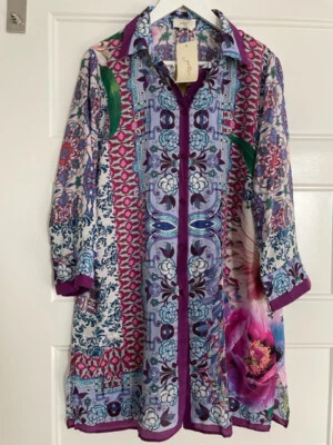 BNWT GOTTEX túnica/vestido/blusa con botones 100 % seda multicolor - talla S. Foto 1 de 4