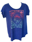 Lucky Brand Womens 2X Graphic T-Shirt Psych Sun Moon Astrology Blue Short Sleeve