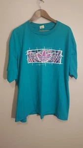 Vintage 80s Adidas Double Sided T-shirt Made In USA Size XL - Picture 1 of 7