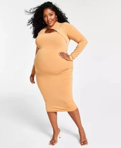 Nina Parker DOE Women's Trendy Plus Size Bodycon Cutout-Detail Dress, US 1X - Picture 1 of 1
