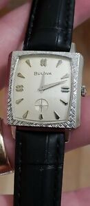 Vintage rare Bulova 1965 10K white RGP bezel 17 jewel men's manual wind watch