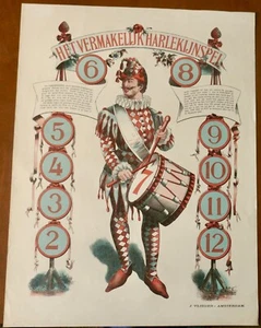 Antik ca 1890 HET VERMAKELIJK HARLEKIJNSPEL / HARLEKIN SPIEL Chromolithographie - Bild 1 von 4
