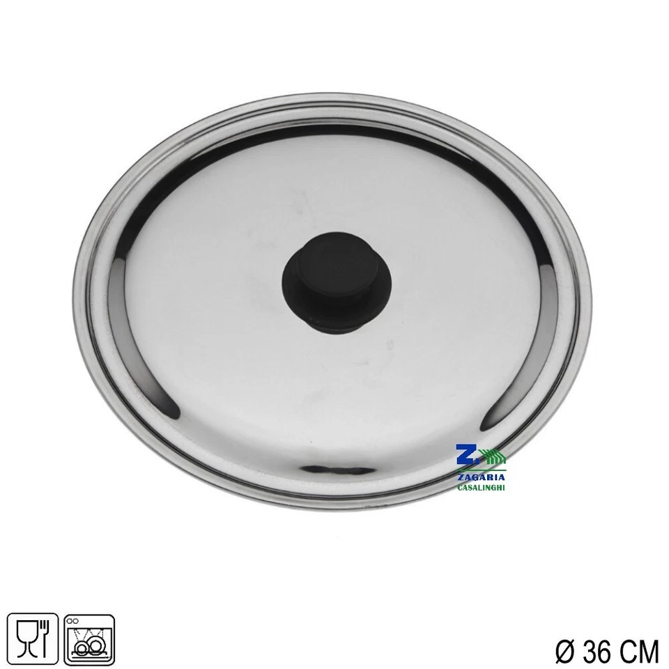 COPERCHIO TONDO ACCIAIO INOX DIAM .CM 36 UNIVERSALE STEEPAN PER PENTOLAME. - Immagine 1 di 1
