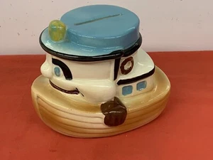 STARNES -- TUGGLE THE TUG, CERAMIC TUGBOAT COIN BANK - Picture 1 of 6