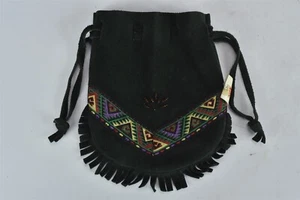 Vintage BLOOM BROTHERS GREEN SUEDE DRAWSTRING PURSE POUCH WESTERN STYLE #07420 - Picture 1 of 3