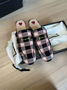 Gucci Princetown Tweed Slide Mules Pink Black EU 36 - Picture 1 of 5