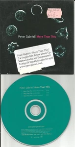 Genesis PETER GABRIEL More than this 2RARE MIX EDITS CARD EUROPE PROMO CD single - Picture 1 of 1