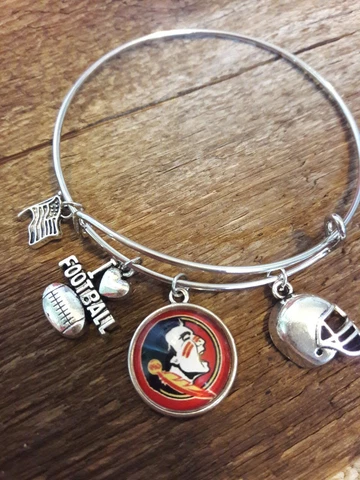 Florida State Seminoles charm Bracelet Football Bangle Wire Bengle Bracelet US Cover