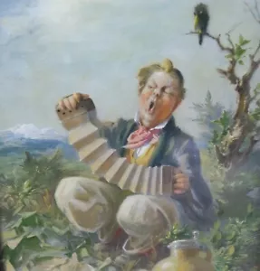 Eyer Gustav 1887 Mollkirch / Elsass -1946 München Genießer Ziehharmonika Wein - Bild 1 von 11