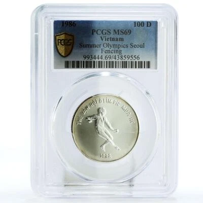 Vietnam 100 dong Summer Olympics Seoul Fencing MS69 PCGS silver coin 1986 - Image 1 of 2