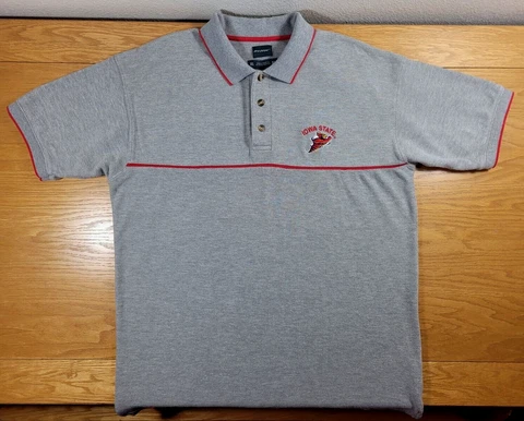 IOWA STATE CYCLONES Vintage Cy Logo Pro Edge Gray ISU Polo Shirt Size Men's XL Cover