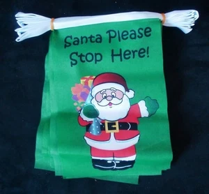 SANTA PLEASE STOP HERE 3 metros BANDERA BUNTING 10 banderas poliéster NAVIDAD - Imagen 1 de 1