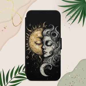 Sun Moon Mystic Flip Wallet Handyhülle für iPhone Samsung Google Pixel - Bild 1 von 3