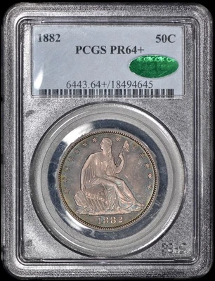 1882 Proof Seated Liberty Half Dollar 50c PCGS PR64+ CAC - See Pictures! - Image 1 of 4
