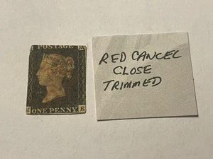 PENNY BLACK 1840 QUEEN VICTORIA RED MALTESE CROSS CANCEL. - Picture 1 of 3