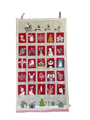 Pottery Barn Kids Advent Santa Felt Appliqué Gray Red Christmas Calendar NEW - Image 1 of 4