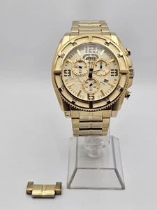 SELTENE Marc Ecko 'RHINO' Herren 30M goldfarben cremefarbenes Zifferblatt Analog Chronograph Datum Uhr - Bild 1 von 18