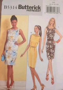 BUTTERICK Sewing Pattern B5314 Misses' LINED DRESS & BELT size 6-8-10-12 UC/FF - Picture 1 of 13