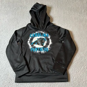 Carolina Panthers Hoodie Boys Medium Black Long Sleeve Graphic Pullover Top - Picture 1 of 9