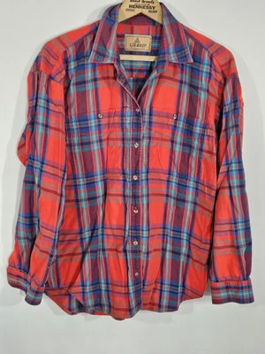 Vintage LizWear Womens Size L Red Plaid Button Up Shirt 80s 90s - Image 1 of 4