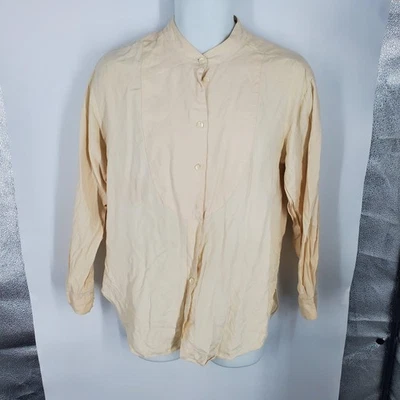 Peter Martin Shirt Mens Medium Ivory 100% Silk Band Collar Bib Front Tuxedo - Image 1 of 4