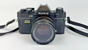 Konica FP-1 Program 35 mm fotocamera reflex obiettivo esagonale obiettivo 50 mm Vivitar non testato - Foto 1 di 12