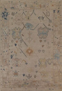 Geometrischer 8x10 Oushak Türkischer Vorleger Handgeknüpft Wolle für Wohnzimmer - Bild 1 von 12
