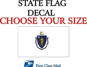 BANDERA DEL ESTADO DE MASSACHUSETTS, PEGATINA, CALCOMANÍA, VINILO DE 5 AÑOS, BANDERA DEL ESTADO DE Massachusetts - Imagen 1 de 2