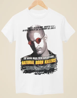 URBAN FOXX Natural Born Killers - T-shirt bianca ispirata al poster film unisex