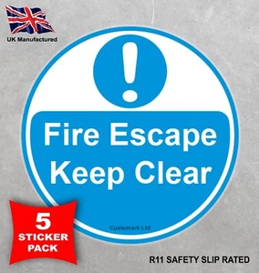 Fire Escape Clear 500 mm Dia Sicherheit Boden Aufkleber - 5er-Pack (FIREESCIFS) - Bild 1 von 3