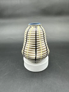 Vintage Mid Century Japanese Geometric Vertical & Horizontal Line Porcelain Vase - Picture 1 of 6