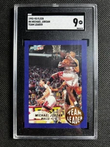 1992-93 FLEER TEAM LEADER #4 MICHAEL JORDAN SGC 9 MINT RARE INSERT - Picture 1 of 2