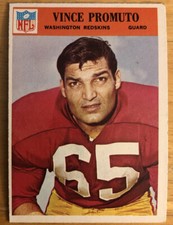 1966 Philadelphia Vince Promuto Football Card #188 Redskins Low-Grade