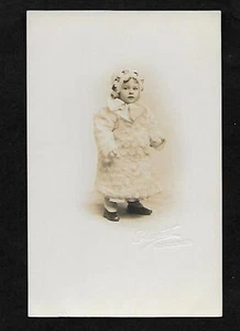 #112 RPPC "AZO" Cute Child dressed in Fur Coat & Hat "Plante" imprint Worcester - Picture 1 of 3