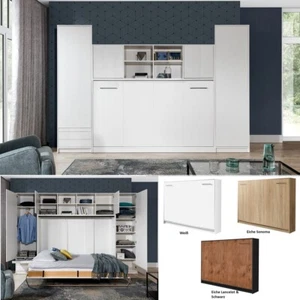 Schrankbett Wandbett Klappbett horizontal HB 90 x 200 + 2 Schränken Farbauswahl - Bild 1 von 23