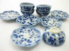 Set 10 Mixed Plate Dish Bowl Spot Blue Paint Dollhouse Miniature Ceramic 13214