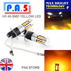 2x GELBE H3 40-SMD LED GLÜHBIRNEN - NEBELLICHTER MAX HELL! 4014 LED GLÜHBIRNEN 12 V UK. - Bild 1 von 4