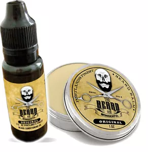 Beard Conditioning Oil & Beard Balm Combo Set Mens Beard Grooming Styling Kit - Picture 1 of 11