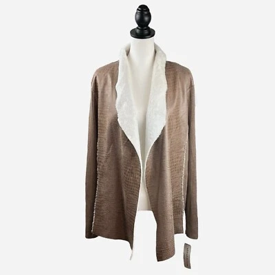 Cárdigan para mujer Alfred Dunner talla 20 frente abierto suéter imitación piel acanalado suave NUEVO Foto 1 de 4