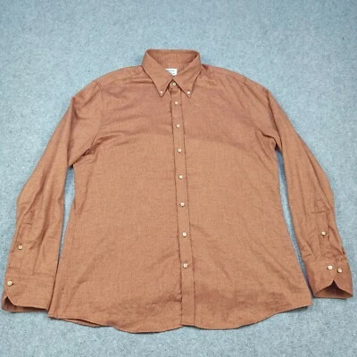Stenstroms Uomo Flanella Shirt XXL 18 45-46 Slimline Marrone/Orange Bottoni 2XL - Immagine 1 di 4