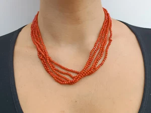 collana donna torchon naturale corallo rosso di Sardegna sfere fermaglio argento - Foto 1 di 10