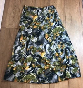 Women's Handmade? Floral Boho Y2K Whimsy Flowy Silk Feel Skirt Elastic Waist - Picture 1 of 6